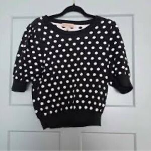 Philosophy Dark Blue and White Polka Dot Sweater